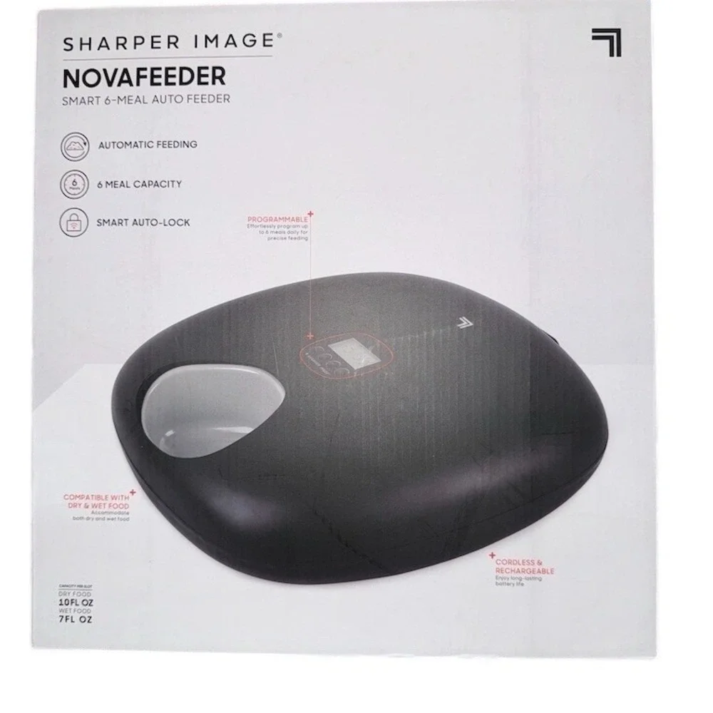 Sharper Image Smart 6-Meal Auto Pet Feeder Cordless Rechargeable Dog cat 3‎ cup